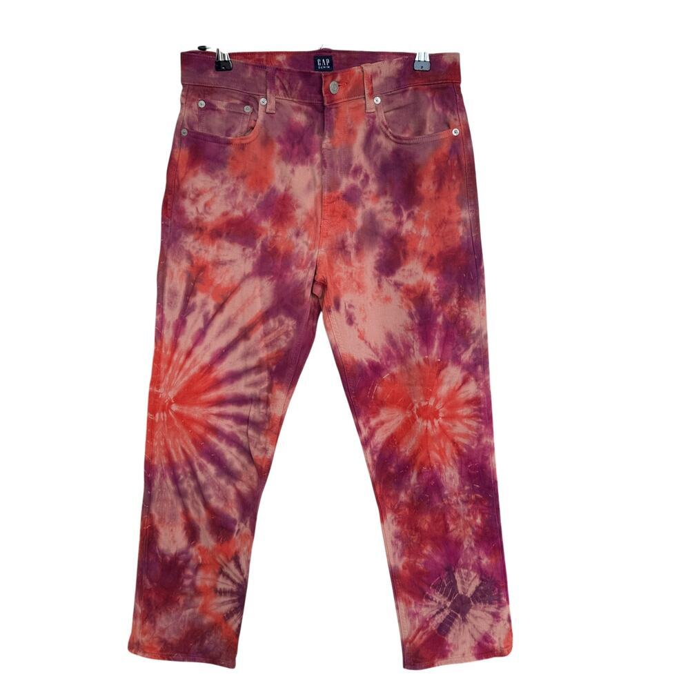 Gap Women's Cheeky Straight Pink Tie Dye High RIse Jeans. Size 8/29 Reg, NWOT - Picture 4 of 6